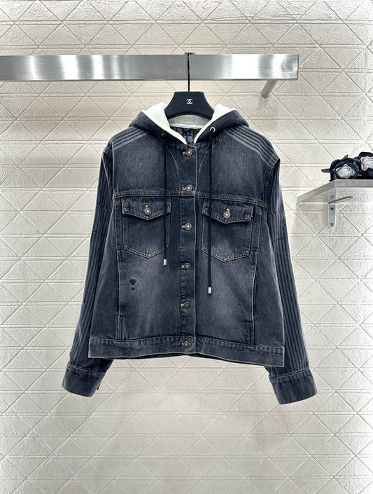 Di 25 Hooded plush denim jacket+pants set
