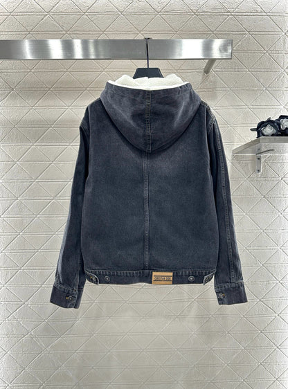 Di 25 Hooded plush denim jacket+pants set