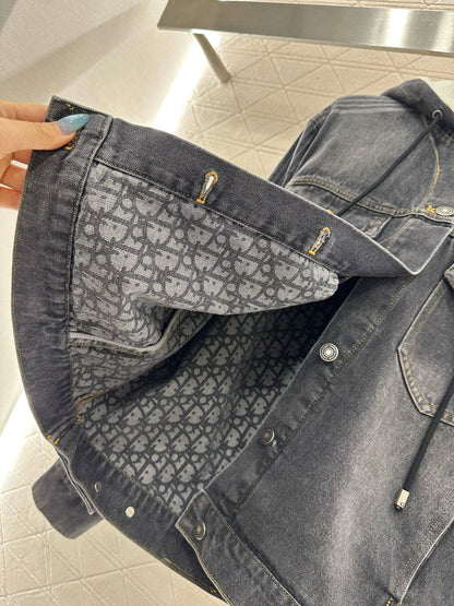 Di 25 Hooded plush denim jacket+pants set