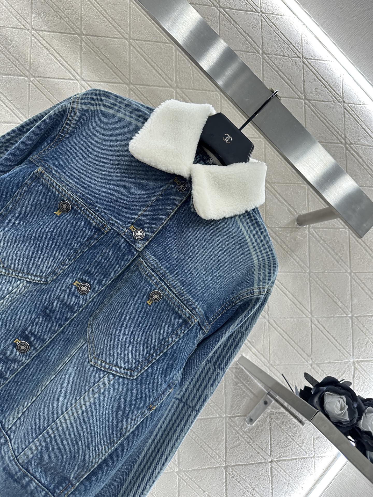 Di 25 Velvet collar denim jacket half skirt set