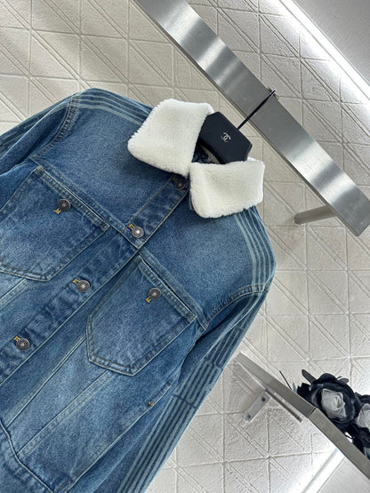 Di 25 Velvet collar denim jacket half skirt set