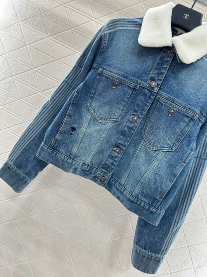 Di 25 Velvet collar denim jacket half skirt set