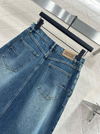 Di 25 Velvet collar denim jacket half skirt set