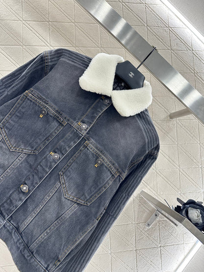 Di 25 Velvet collar denim jacket half skirt set