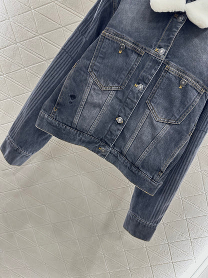 Di 25 Velvet collar denim jacket half skirt set