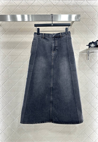 Di 25 Velvet collar denim jacket half skirt set