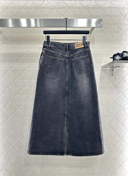 Di 25 Velvet collar denim jacket half skirt set