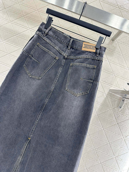 Di 25 Velvet collar denim jacket half skirt set