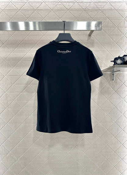 Di 25 Oriental element printed cotton short-sleeved shirt(BLACK/WHITE)