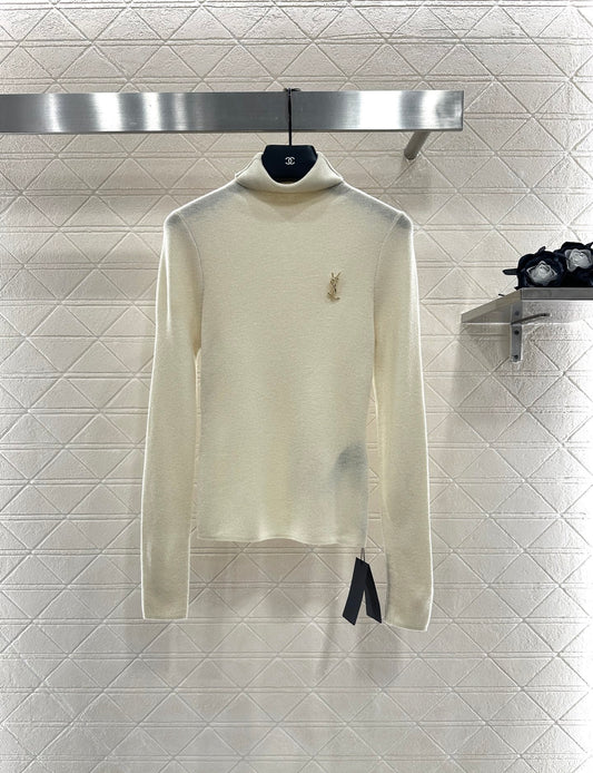 Y 25 Turtleneck brooch wool base sweater(BEIGI/BROWN/BLACK)
