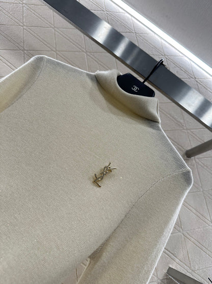 Y 25 Turtleneck brooch wool base sweater(BEIGI/BROWN/BLACK)