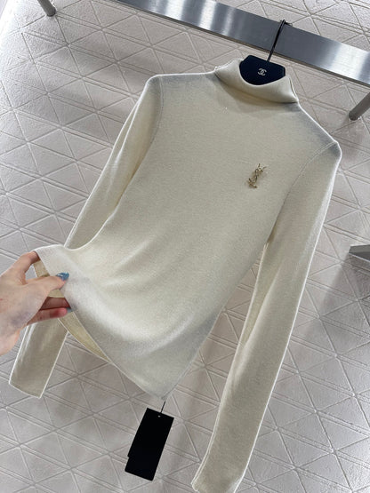 Y 25 Turtleneck brooch wool base sweater(BEIGI/BROWN/BLACK)