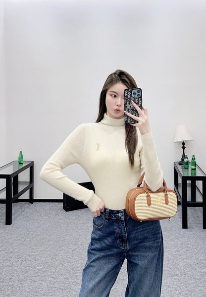 Y 25 Turtleneck brooch wool base sweater(BEIGI/BROWN/BLACK)