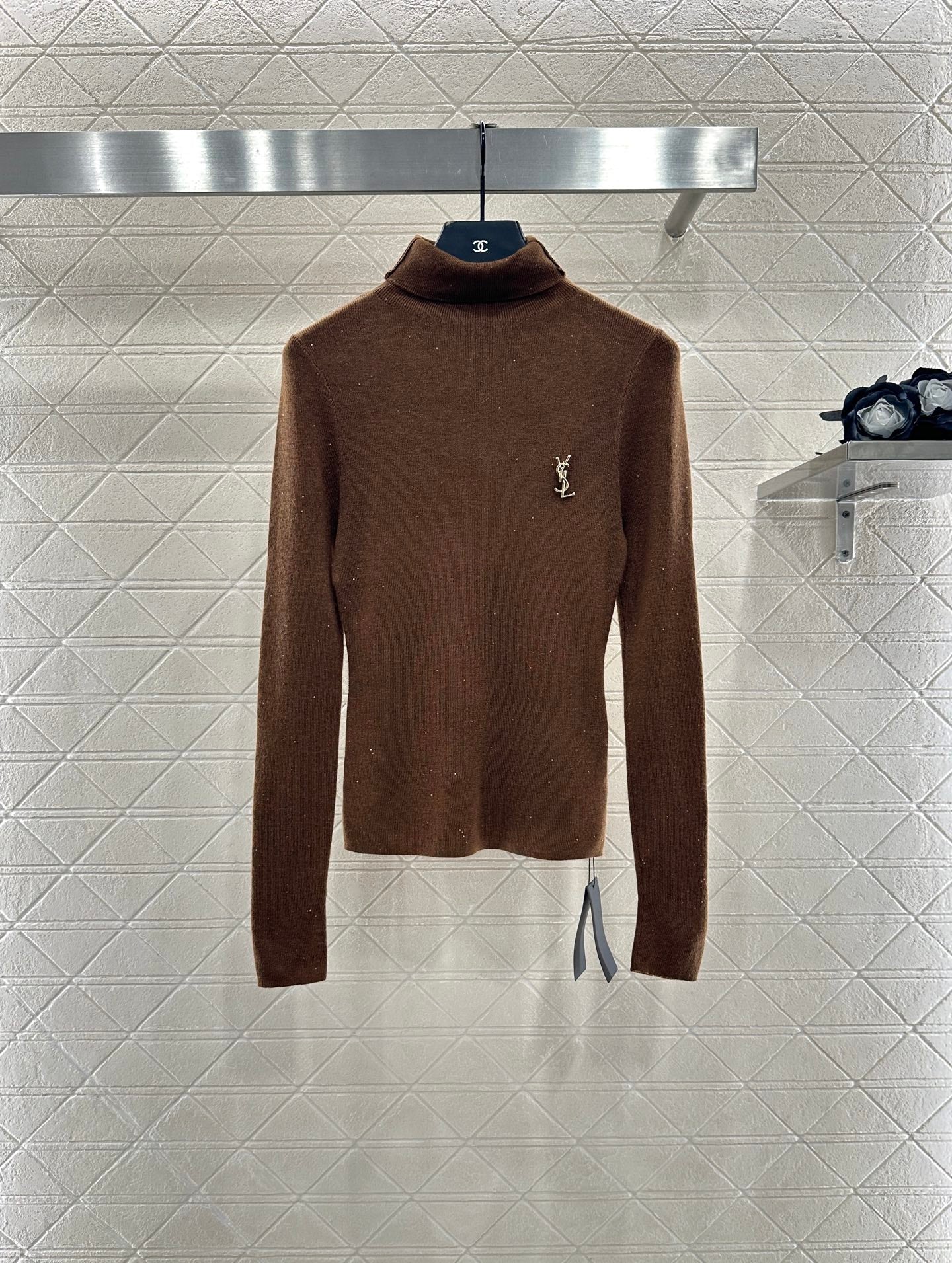 Y 25 Turtleneck brooch wool base sweater(BEIGI/BROWN/BLACK)