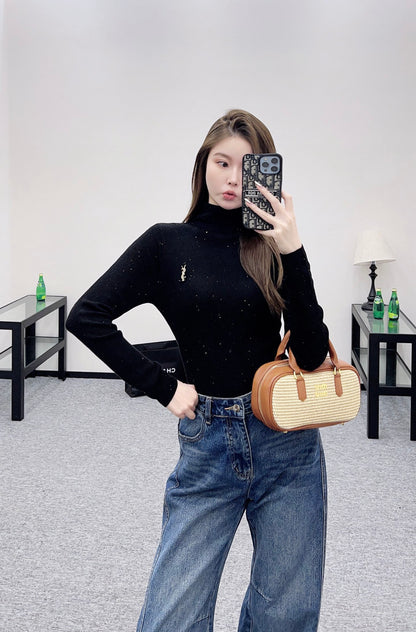 Y 25 Turtleneck brooch wool base sweater(BEIGI/BROWN/BLACK)