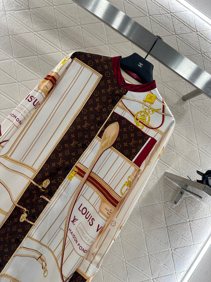 L 25 Printed color-block long shirt