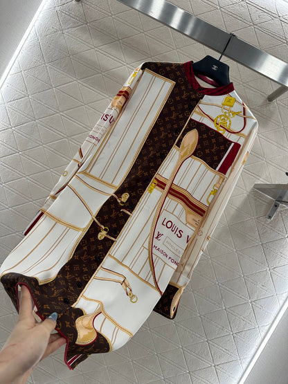 L 25 Printed color-block long shirt