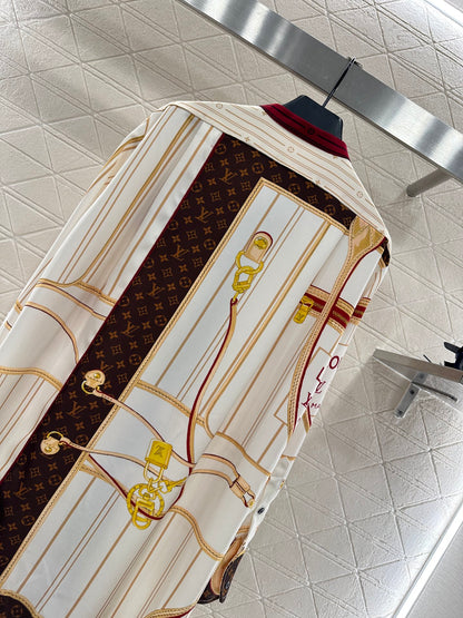 L 25 Printed color-block long shirt