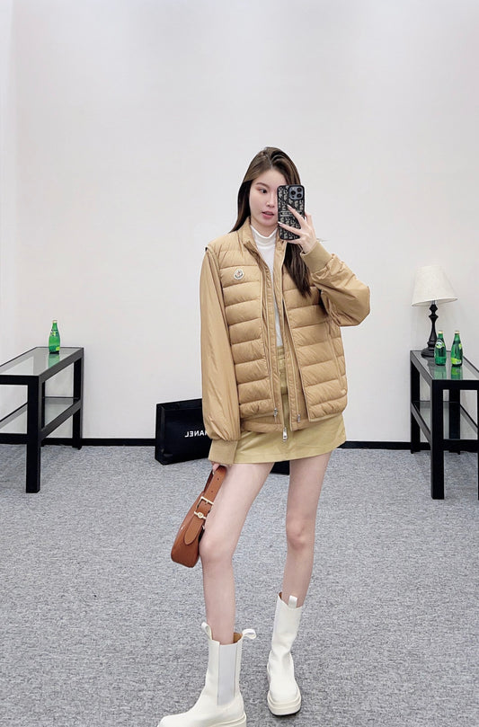Mon 25 Rectangular embossed down jacket two-piece set