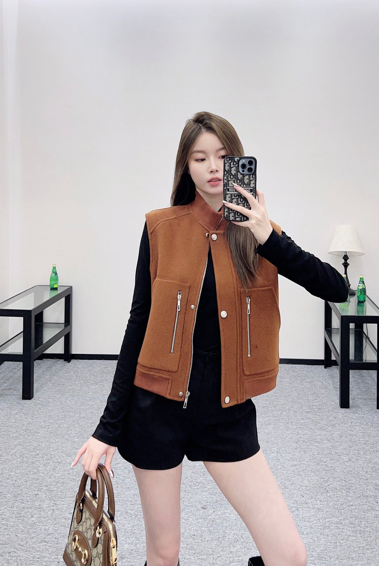 He 25 Cashmere pilot vest jacket