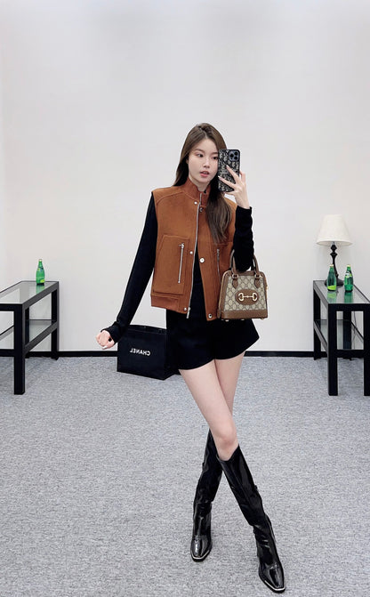 He 25 Cashmere pilot vest jacket