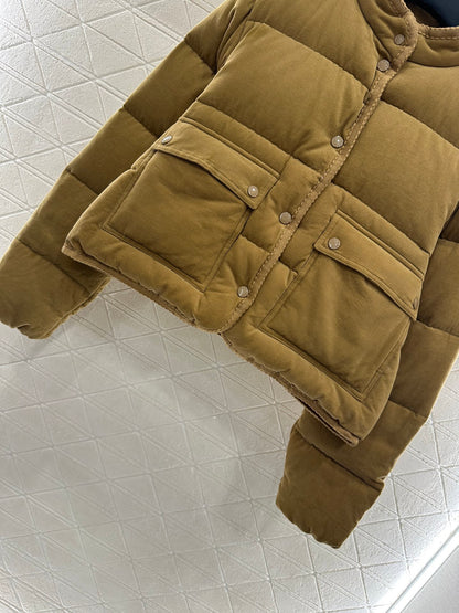 Mon 25 Rectangular embossed stand collar down jacket