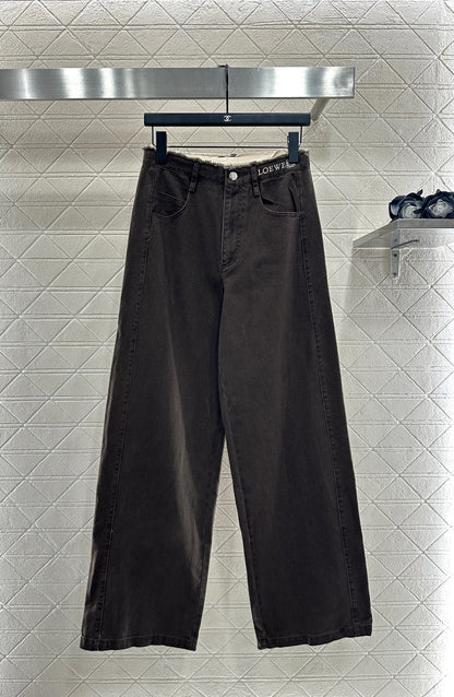 Lo 25 Raw-edge logo denim trousers(blue/brown)