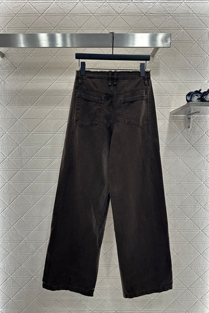 Lo 25 Raw-edge logo denim trousers(blue/brown)