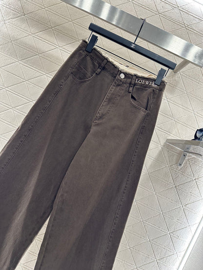 Lo 25 Raw-edge logo denim trousers(blue/brown)