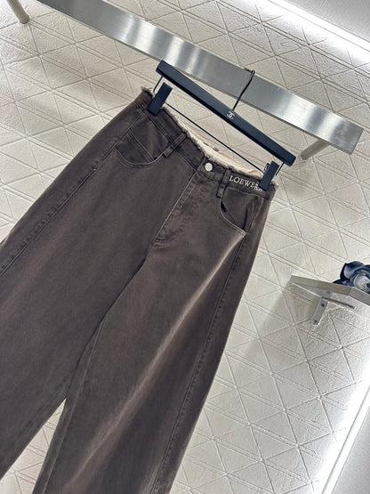 Lo 25 Raw-edge logo denim trousers(blue/brown)