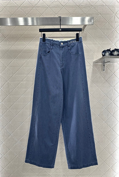 Lo 25 Raw-edge logo denim trousers(blue/brown)