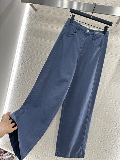 Lo 25 Raw-edge logo denim trousers(blue/brown)