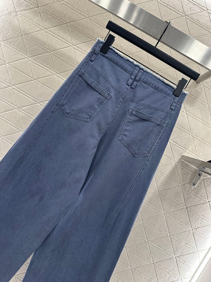 Lo 25 Raw-edge logo denim trousers(blue/brown)