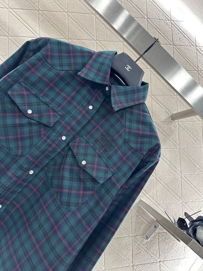 Mi 25 Collar plaid wool shirt and pants set