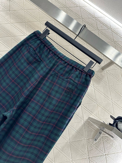 Mi 25 Collar plaid wool shirt and pants set