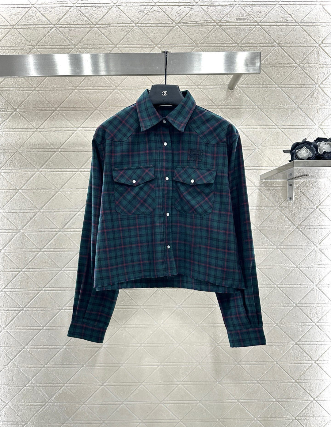 Mi 25 Collar plaid wool shirt and pants set