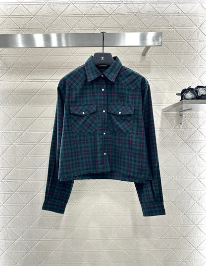 Mi 25 Collar plaid wool shirt and pants set