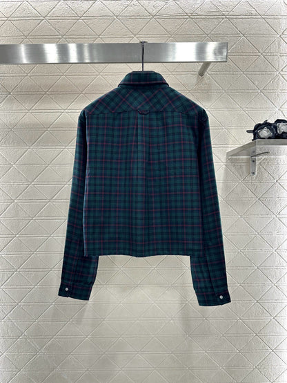 Mi 25 Collar plaid wool shirt and pants set