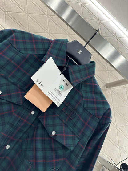 Mi 25 Collar plaid wool shirt and pants set