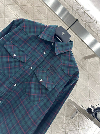 Mi 25 Collar plaid wool shirt and pants set