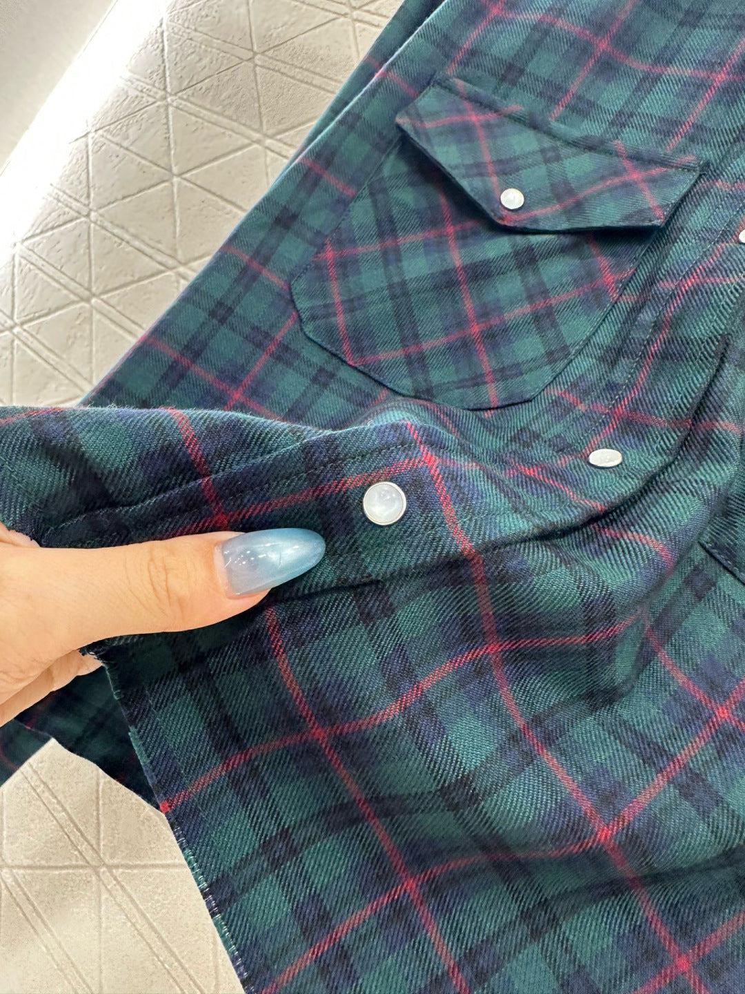 Mi 25 Collar plaid wool shirt and pants set