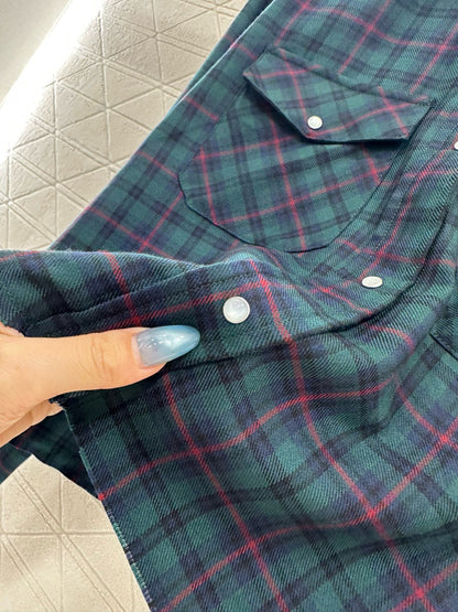 Mi 25 Collar plaid wool shirt and pants set