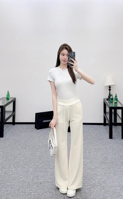 C 25 Drawstring wide leg pants(BEIGI/GRAY)