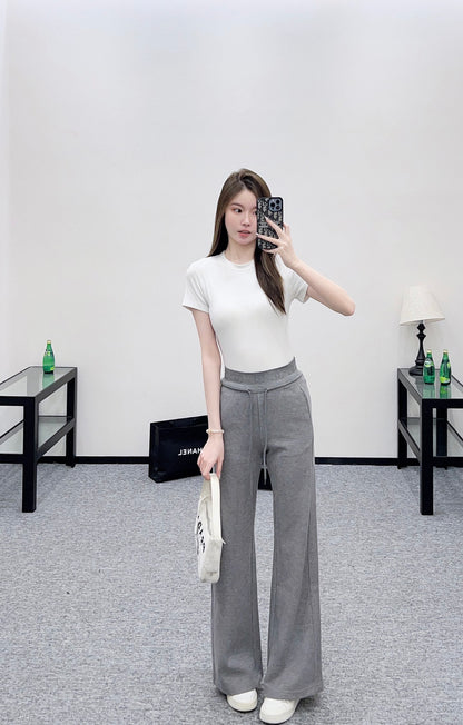 C 25 Drawstring wide leg pants(BEIGI/GRAY)