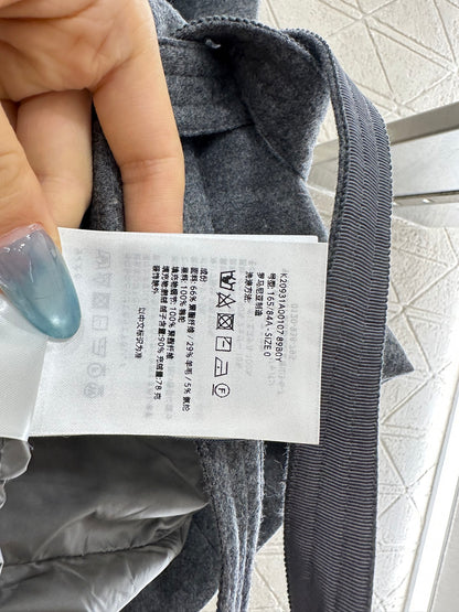 Mon 25 Wool high neck belt down jacket