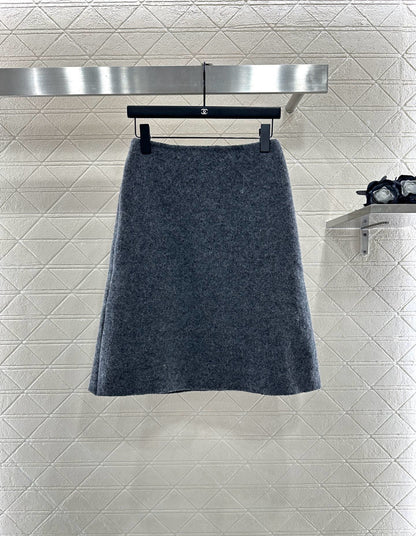 Mi 25 Round neck woolen coarse woolen coat short skirt set