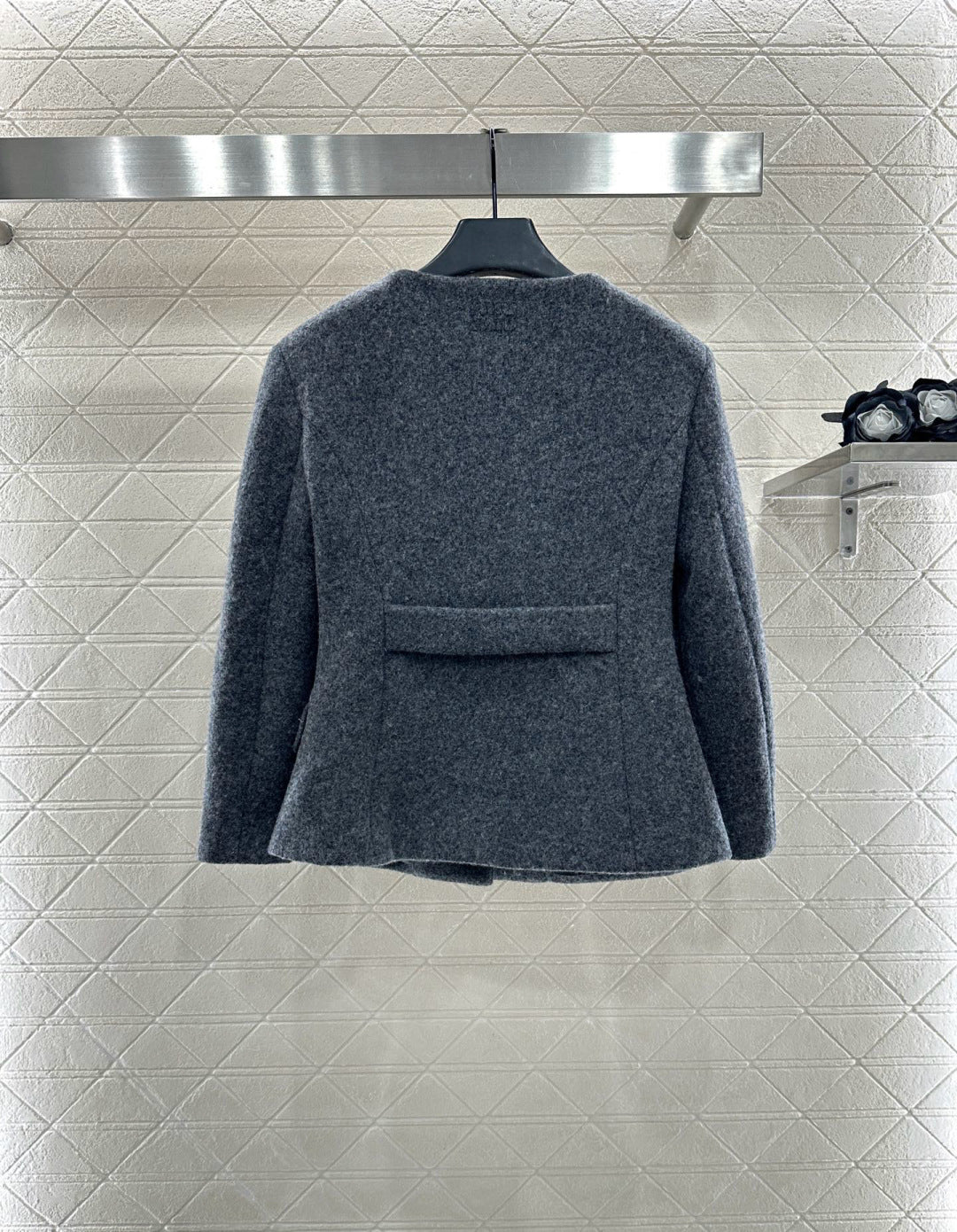 Mi 25 Round neck woolen coarse woolen coat short skirt set