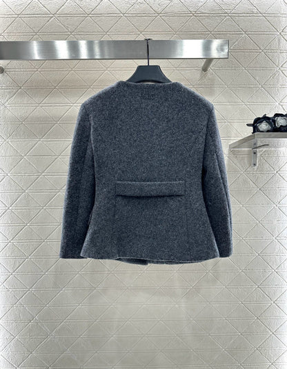 Mi 25 Round neck woolen coarse woolen coat short skirt set