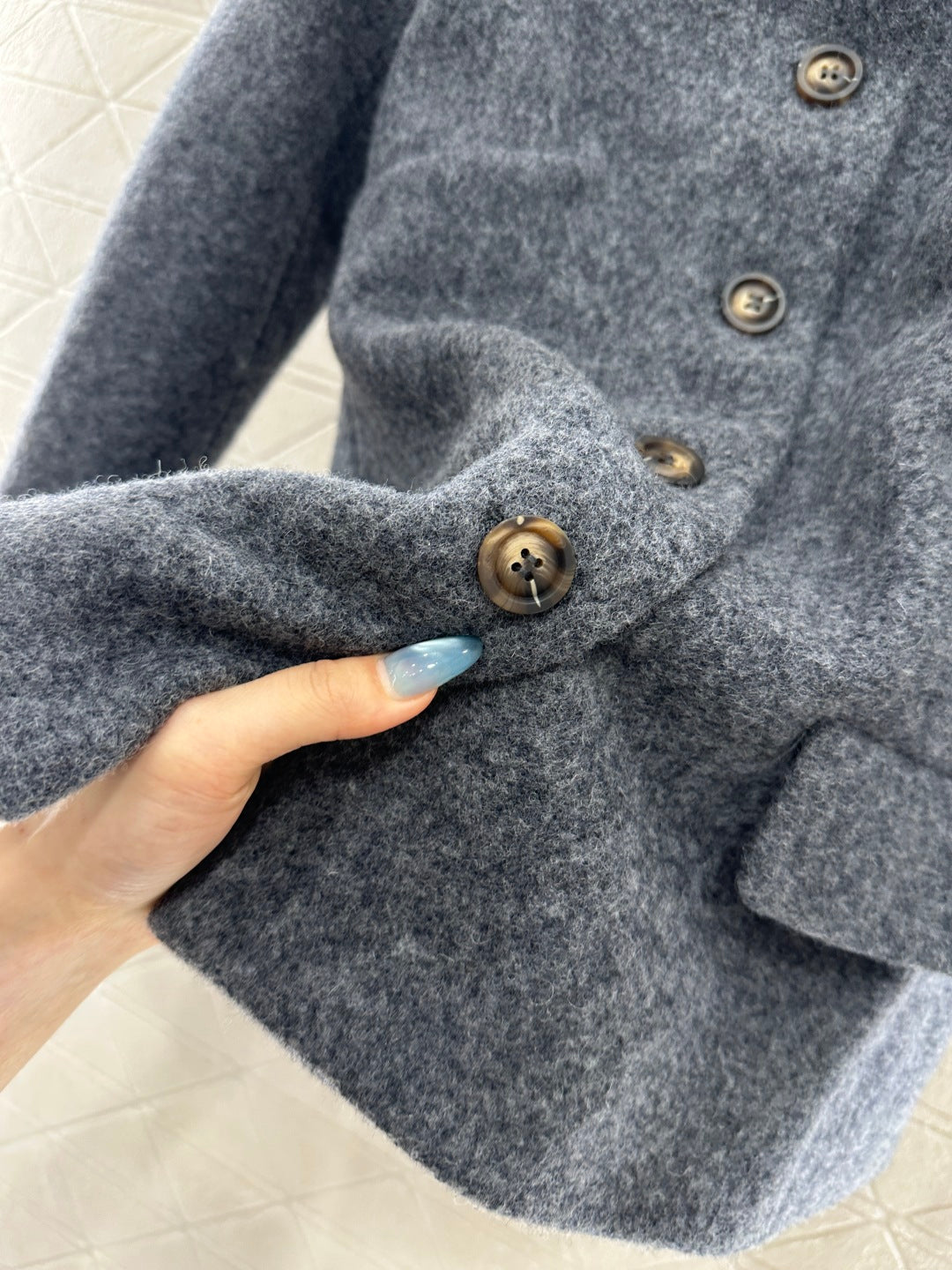Mi 25 Round neck woolen coarse woolen coat short skirt set