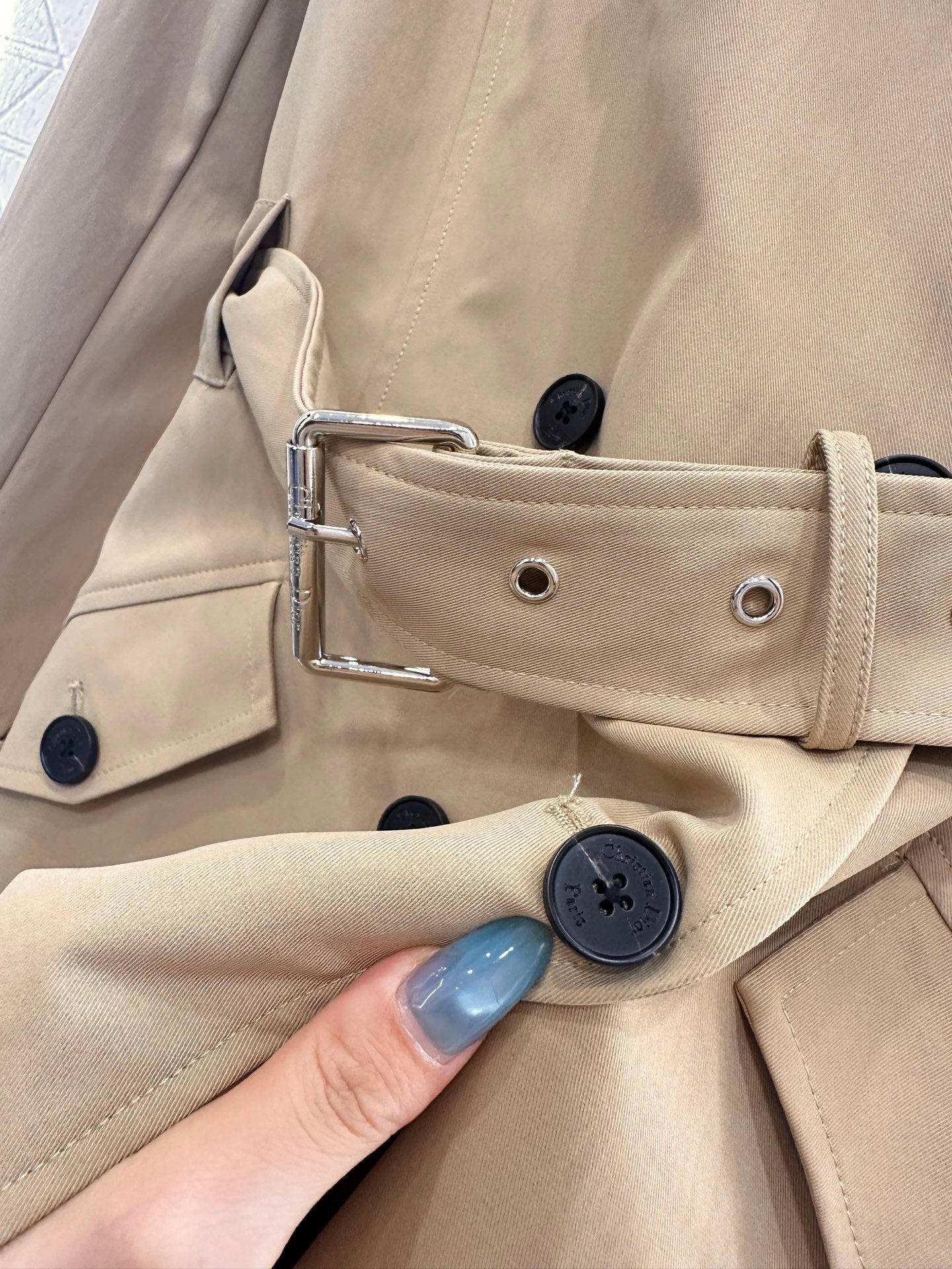Di 25 Collar Willow Ding Double breasted Long Windbreaker